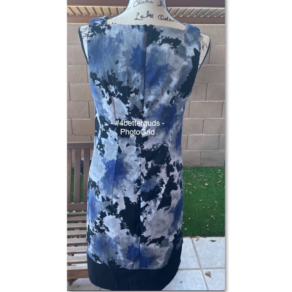 AB Studio Abstract Watercolor of Blue Gray & Black Shift Sheath dress Sz 8 - Picture 13 of 15